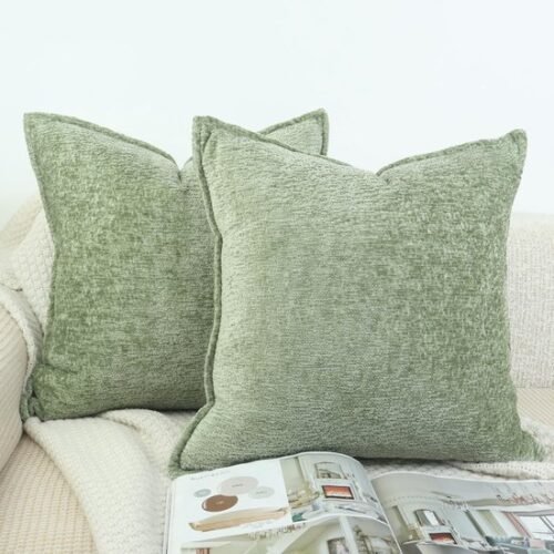Unyqoos® Set van 2 decoratieve chenille kussenslopen 40x40 cm voor moderne en landelijke interieurs