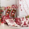 Unyqoos® Set van vier feestelijke kussenhoezen voor een gezellige kerstdecoratie