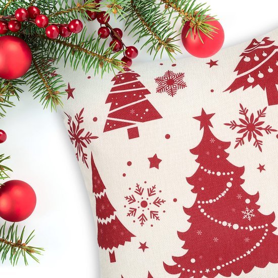 Unyqoos® Set van vier feestelijke kussenhoezen voor een gezellige kerstdecoratie