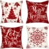 Unyqoos® Set van vier feestelijke kussenhoezen voor een gezellige kerstdecoratie