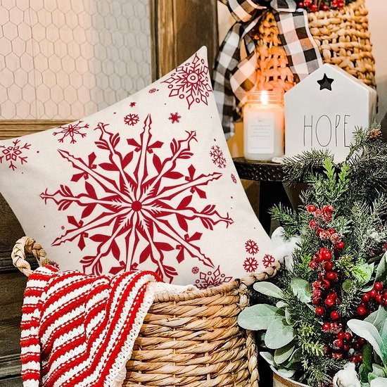 Unyqoos® Set van vier feestelijke kussenhoezen voor een gezellige kerstdecoratie