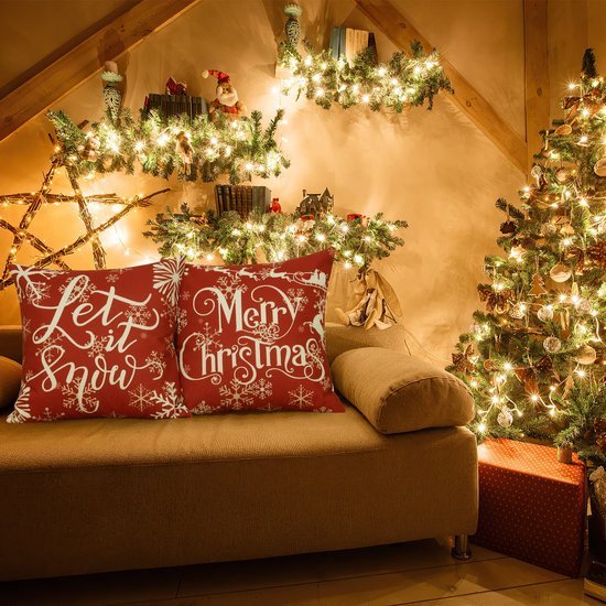 Unyqoos® Set van vier feestelijke kussenhoezen voor een gezellige kerstdecoratie