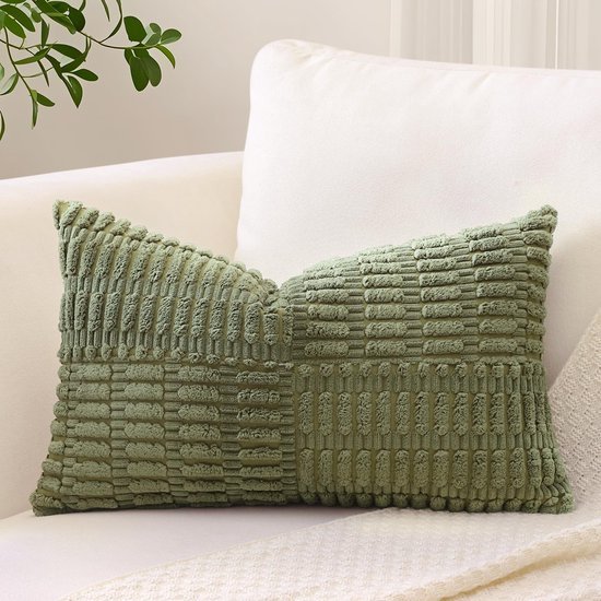 Unyqoos® Zachte Corduroy Kussensloop met Gestreept Patchwork Design voor Woonkamer