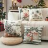 Unyqoos® Set van 4 decoratieve kerst kussenhoezen voor woonkamer en slaapkamer