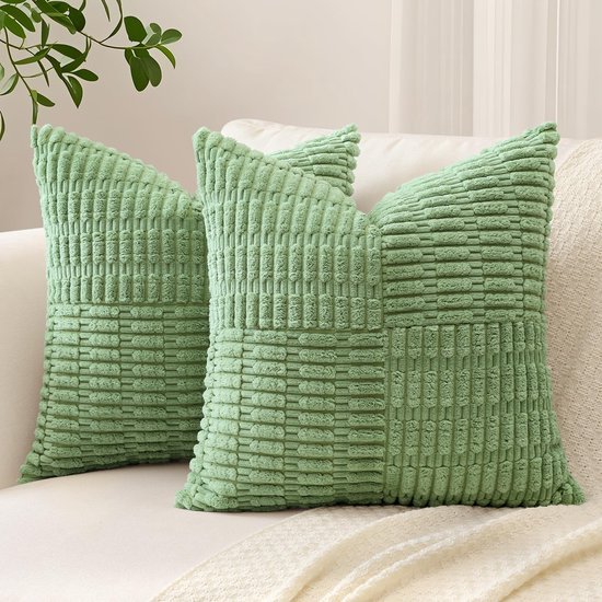 Unyqoos® Set van 2 sierlijke corduroy kussenslopen met streeppatroon voor diverse interieurstijlen