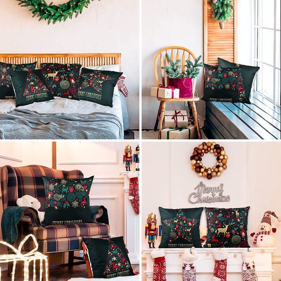 550x550-40853.jpg Unyqoos® Set van vier linnen kussenovertrekken met kerstmotieven voor feestelijke sfeer