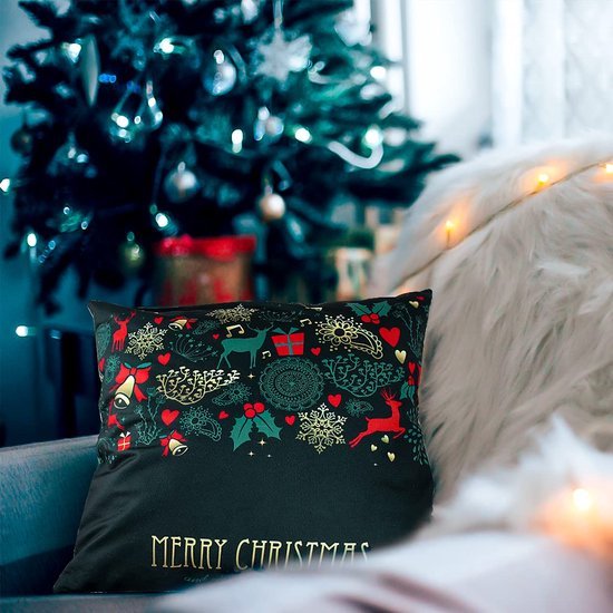 550x550-40855.jpg Unyqoos® Set van vier linnen kussenovertrekken met kerstmotieven voor feestelijke sfeer
