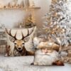 Unyqoos® Set van 4 kerstkussenhoezen met eland, sneeuwpop en kerstman ontwerp