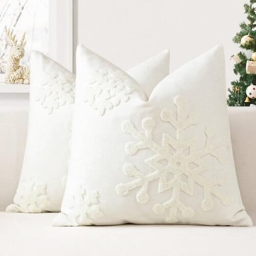 550x550-40908.jpg Unyqoos® Set van 2 decoratieve kussenslopen met winterse sneeuwvlok voor huisdecoratie