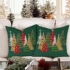 Unyqoos® Set van 2 decoratieve kerstkussenhoezen van linnen voor binnen en buiten