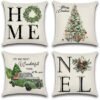 Unyqoos® Set van 4 waterdichte kussenhoezen met kerstmotieven voor binnen en buiten