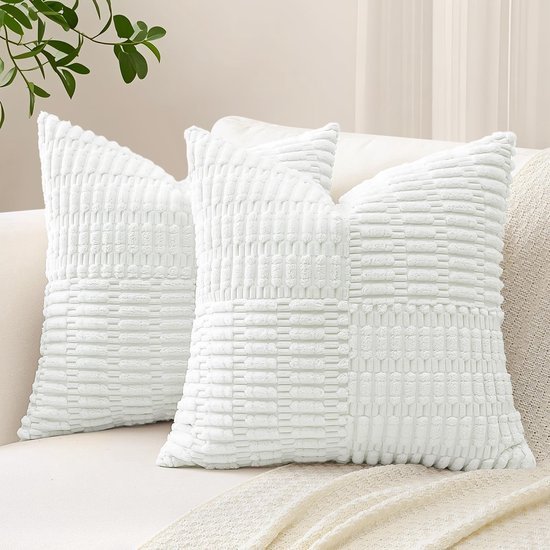 550x550-40933.jpg Unyqoos® Set van 2 zachte corduroy kussenslopen met gestreept patroon voor diverse interieurstijlen
