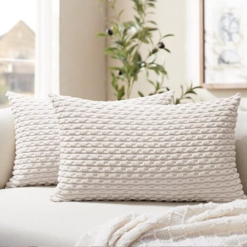 550x550-40946.jpg Unyqoos® Set van twee beige corduroy kussenslopen voor bank en bed 40 x 60 cm