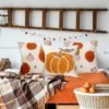 Unyqoos® Set van twee decoratieve kussenslopen met pompoenmotief voor herfst en Halloween