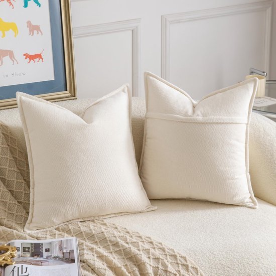 Unyqoos® Set van 2 luxe chenille kussenhoezen voor moderne woondecoratie