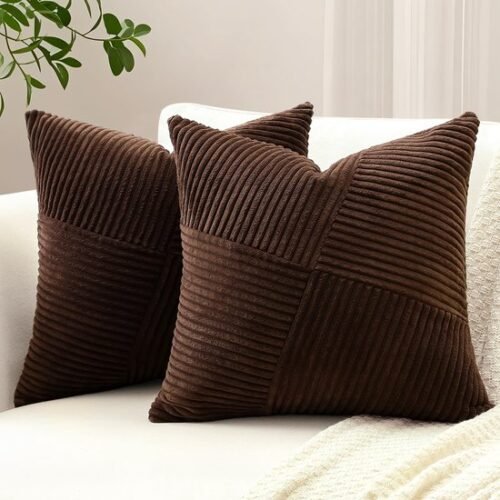 Unyqoos® Set van 2 Corduroy Kussenhoezen met Gestreept Patroon voor Sierkussens
