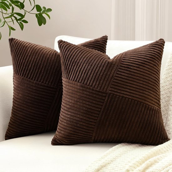 550x550-40997.jpg Unyqoos® Set van 2 Corduroy Kussenhoezen met Gestreept Patroon voor Sierkussens