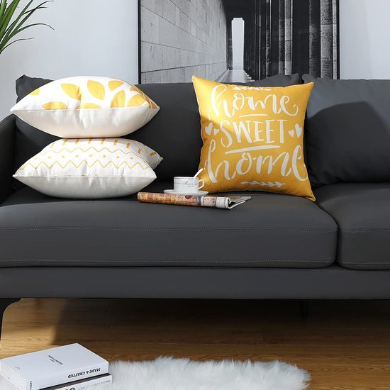 Unyqoos® Set van 4 decoratieve kussenhoezen met modern geometrisch ontwerp in linnen