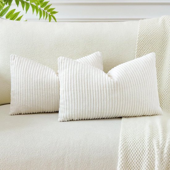 Unyqoos® Set van twee decoratieve corduroy kussenhoezen voor bank en woonkamer