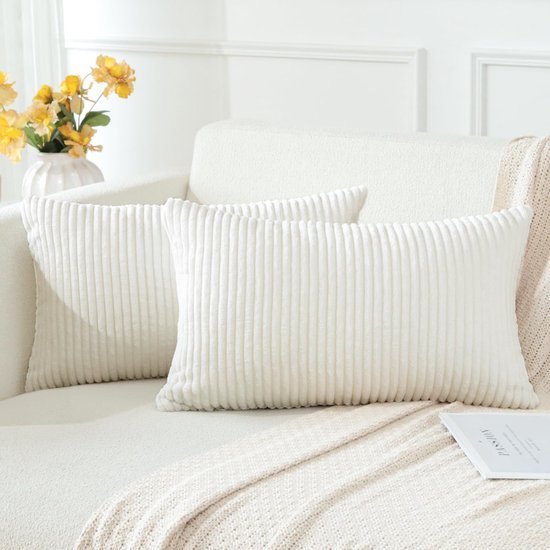 Unyqoos® Set van twee decoratieve corduroy kussenhoezen voor bank en woonkamer