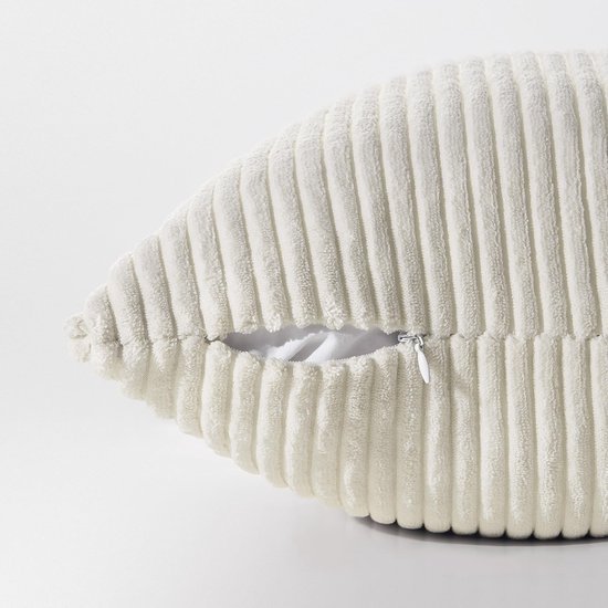 Unyqoos® Kussenslopen Set van 2: Zachte Crème Corduroy Fluwelen Kussenhoezen met Streeppatroon voor Woonkamerdecoratie