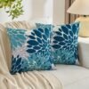 Unyqoos® Kussensloop met abstract bloemenpatroon in blauwgroen voor interieur en exterieur, set van 2, 45 x 45 cm