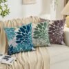Unyqoos® Kussensloop met abstract bloemenpatroon in blauwgroen voor interieur en exterieur, set van 2, 45 x 45 cm