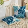 Unyqoos® Kussensloop met abstract bloemenpatroon in blauwgroen voor interieur en exterieur, set van 2, 45 x 45 cm