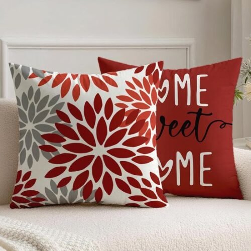 Unyqoos® Set van 2 decoratieve kussenslopen met dahlia-ontwerp voor binnen en buiten