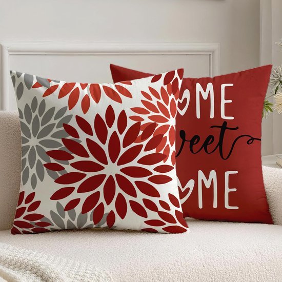 Unyqoos® Set van 2 decoratieve kussenslopen met dahlia-ontwerp voor binnen en buiten