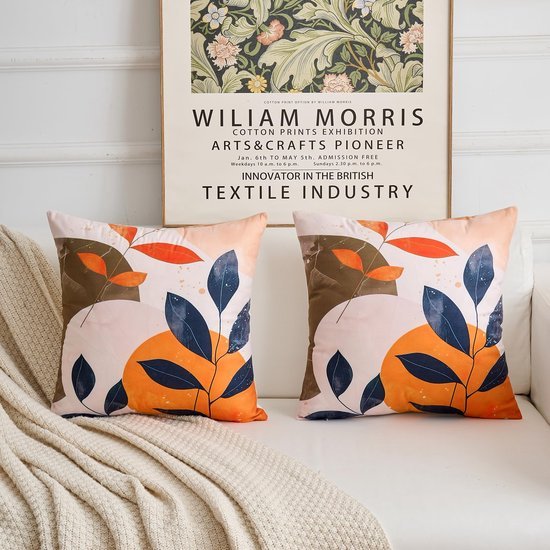Unyqoos® Kussenhoezen Set van 2 Boho Stijl Abstracte Bladeren 45x45 cm voor Bank en Slaapkamer