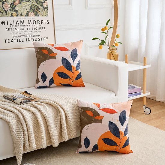 Unyqoos® Kussenhoezen Set van 2 Boho Stijl Abstracte Bladeren 45x45 cm voor Bank en Slaapkamer