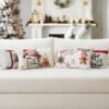 Unyqoos® Set van vier feestelijke kussenslopen met kerstmotief voor sfeervolle decoratie
