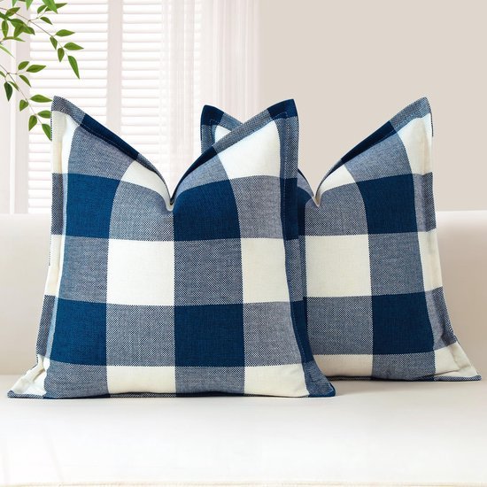 Unyqoos® Set van 2 decoratieve kussenhoezen met geruit patroon voor huisdecoratie, 40 x 40 cm