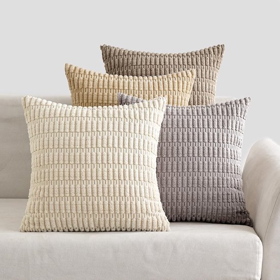 Unyqoos® Set van vier elegante kussenhoezen in grijsbruin voor diverse ruimtes