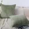 Unyqoos® Set van 2 groene chenille kussenslopen voor luxe en sfeervolle decoratie