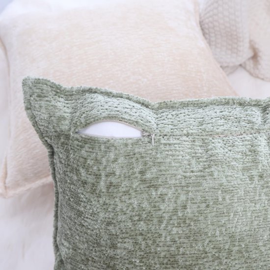 Unyqoos® Set van 2 groene chenille kussenslopen voor luxe en sfeervolle decoratie
