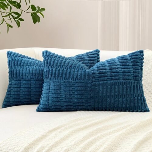 Unyqoos® Set van 2 Corduroy Kussenslopen met Gestreept Patchwork Design in Boho Stijl