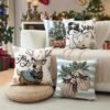 Unyqoos® Set van vier decoratieve kerstkussenhoezen voor sfeervolle woonruimtes