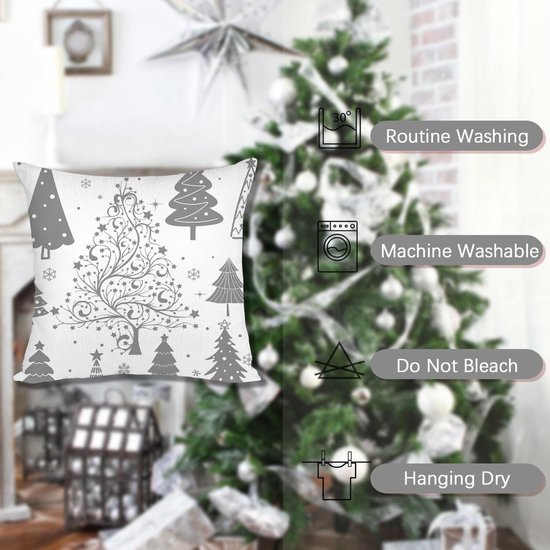 Unyqoos® Set van 4 decoratieve kussenhoezen met kerstmotieven voor feestelijke sfeer