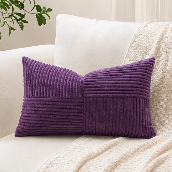 550x550-41268.jpg Unyqoos® Zachte paarse kussensloop van corduroy met elegant gestreept ontwerp