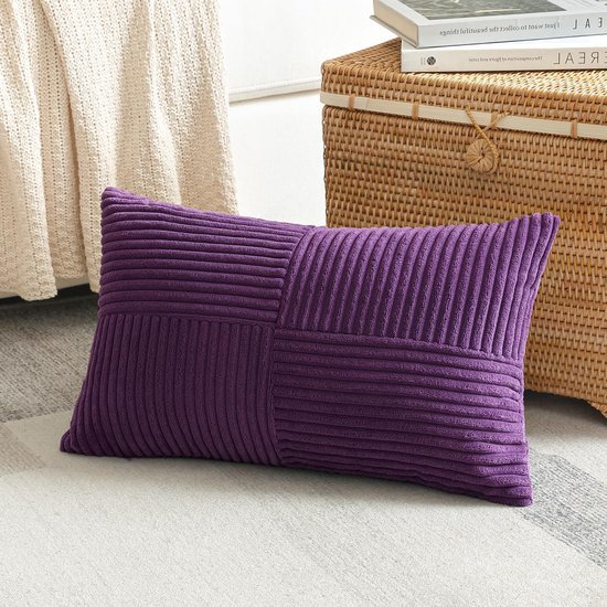 550x550-41271.jpg Unyqoos® Zachte paarse kussensloop van corduroy met elegant gestreept ontwerp