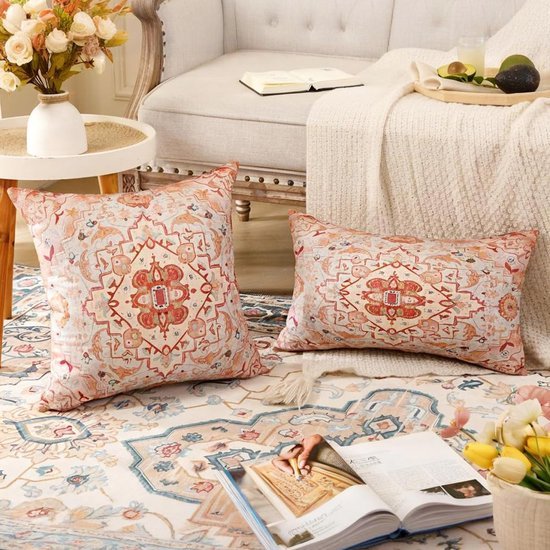 Unyqoos® Set van 2 Boheemse Kussenslopen met Bloemenpatroon voor Binnen en Buiten