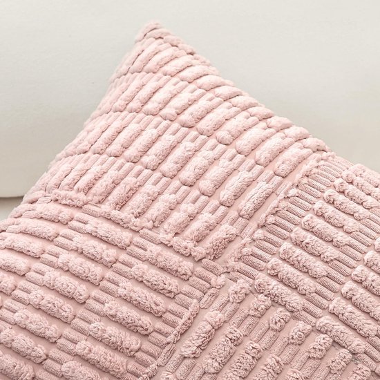 Unyqoos® Set van 2 decoratieve corduroy kussenslopen met gestreept boho-patroon