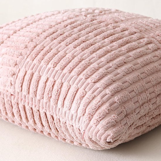 Unyqoos® Set van 2 decoratieve corduroy kussenslopen met gestreept boho-patroon