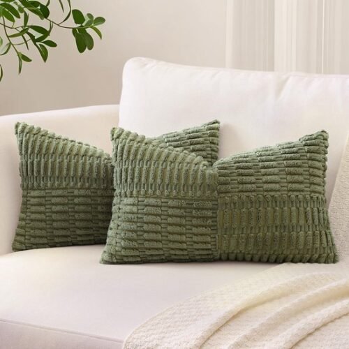 Unyqoos® Set van 2 decoratieve kussenslopen in zacht corduroy met gestreept patroon