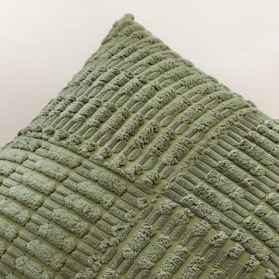 Unyqoos® Set van 2 decoratieve kussenslopen in zacht corduroy met gestreept patroon