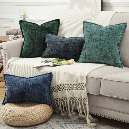 Unyqoos® Set van twee elegante chenille kussenslopen voor woonkamer en slaapkamer