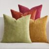 Unyqoos® Set van 4 decoratieve kussenslopen in geel en oranje met geweven design