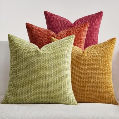 550x550-41398.jpg Unyqoos® Set van 4 decoratieve kussenslopen in geel en oranje met geweven design